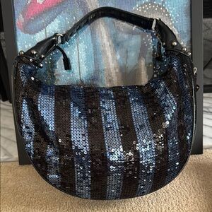 Betsey Johnson Black and Blue Sequin Hobo Bag